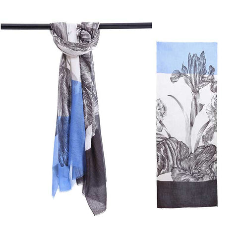 JJSisters - Cashmere Wool Palm Leaf Print Scarf