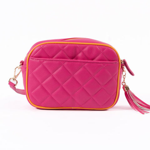 Liv & Milly - Sally Quilted Crossbody Bag - Pink/Orange