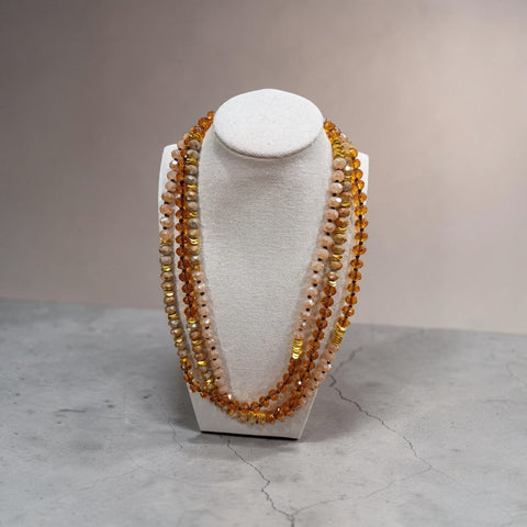 MCLuxe - Hand knotted Glass Bead Necklace - Amber