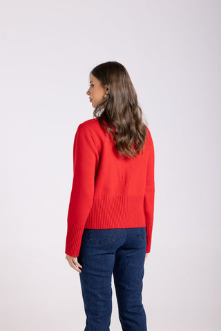 Two T's - Zip Through Merino/Cotton Cardigan- Poppy