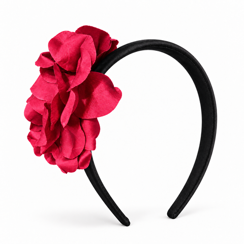 Melange - Petal Bloom Fascinator Headband – Deep Raspberry