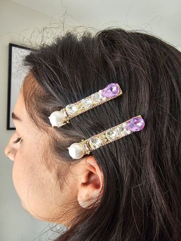 MCLuxe-Celeste Bloom- Purple Pearl Hairpin  - TS01144