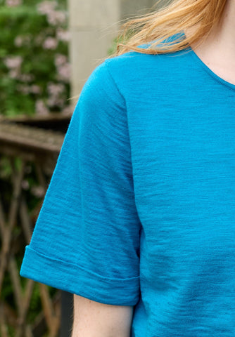 Mansted - Kat Organic Cotton Slub T Shirt - Turquoise