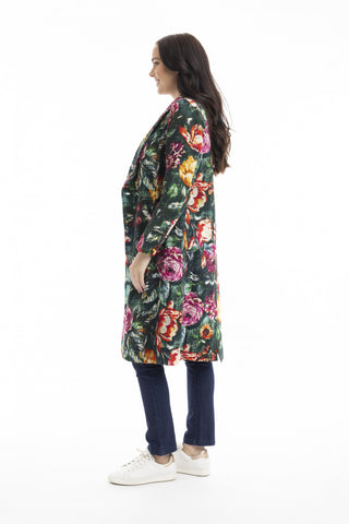 Orientique - Printed Long Jacket - Winter Rose