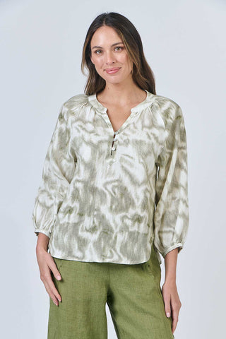 Naturals by O&J - Linen V-Neck Top-Ripples