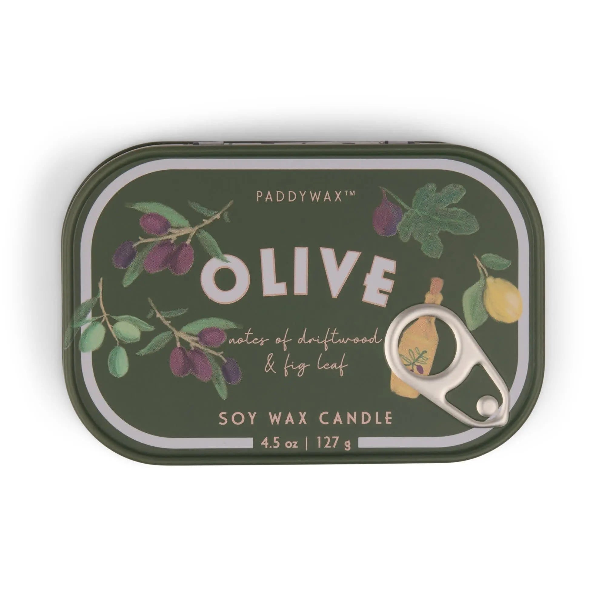 Paddywax - Bistro Olive Printed Tin Candle - Fig & Olive