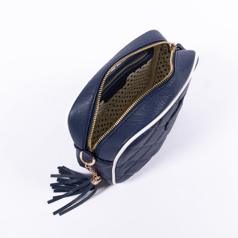 Liv & Milly - Sally Quilted Crossbody Bag - Navy/White