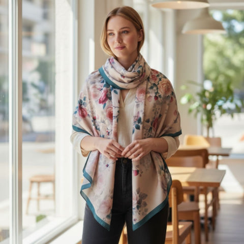 Melange - Rose Garden Silk Scarf - Multi