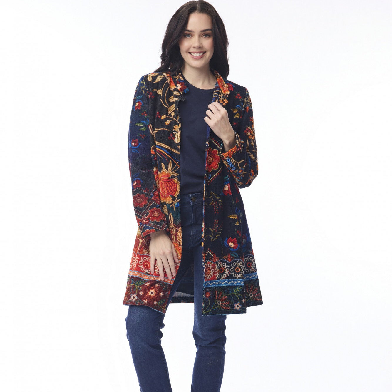 Orientique - Digital Mid Length Jacket - Embroidery