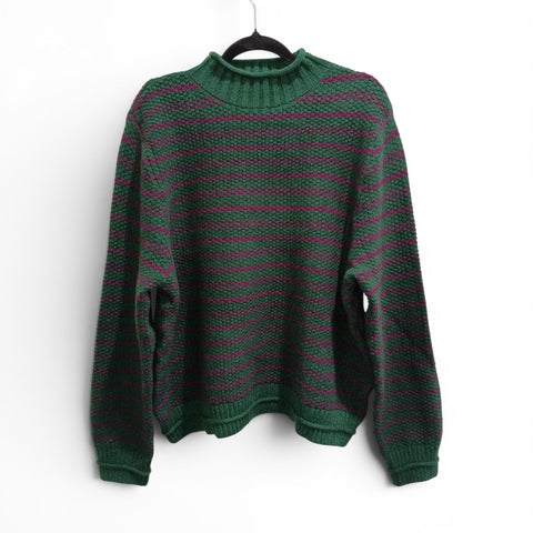 JJSisters - Cotton Blend Stripe Jumper - Forest/ Fuchsia