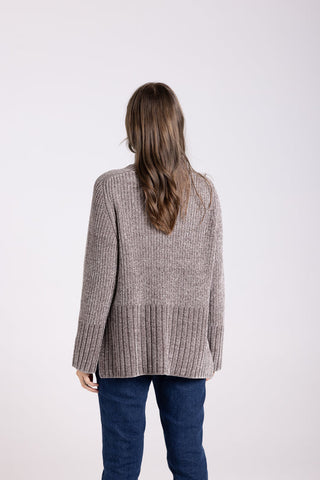 Two T's - Rib Mock Neck Knit - Mocca