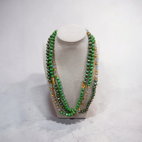 MCLuxe - Hand knotted Glass Bead Necklace - Green