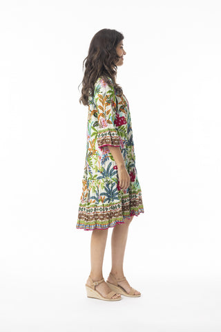 Orientique - Ovahe Organic Cotton Knee-Length Summer Dress with Frill Sleeves