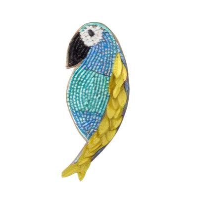 Blue Scarab - Statement Hand Beaded Brooch-Parrot Teal