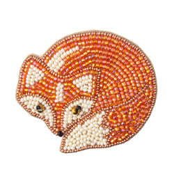 Blue Scarab - Statement Hand Beaded Brooch-Fox Orange