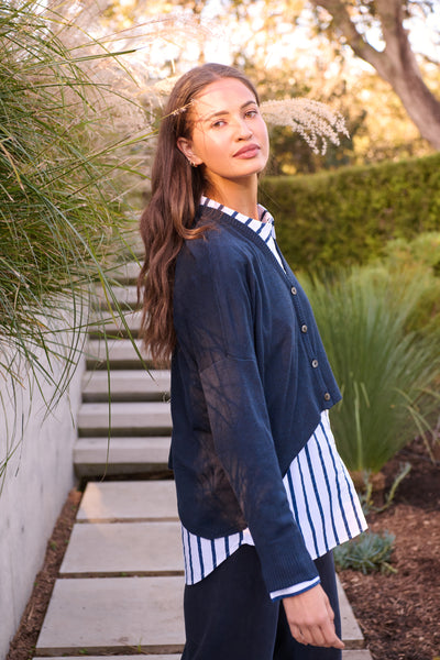 Namastai - V Neck Oversize Cardigan - Bleu