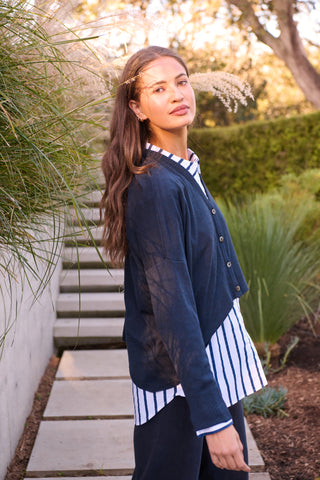 Namastai - V Neck Oversize Cardigan - Bleu