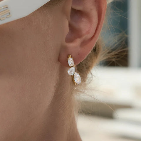 MCLuxe - Celeste Asymmetry Crystal Huggie Earrings