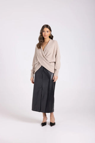 Two T's - Crossover Knit Jumper - Oat