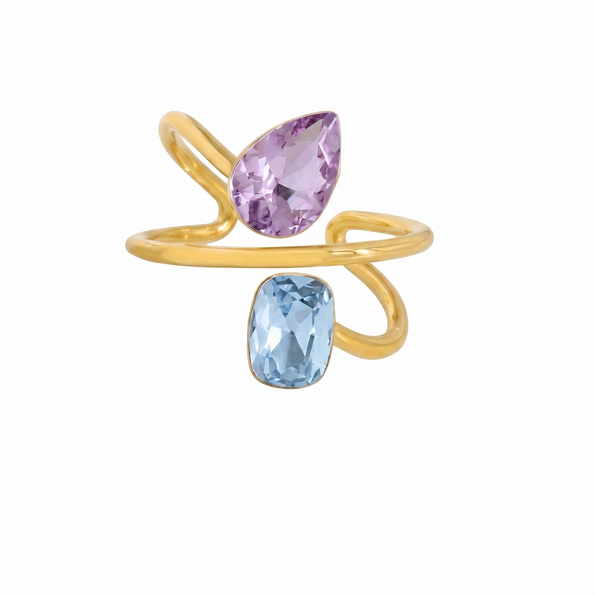 MCLuxe - Lilac Duo 18K Gold Plated Gemstone Statement Ring