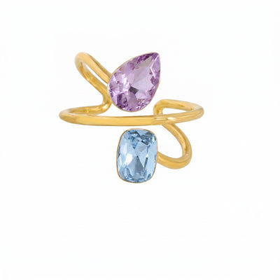 MCLuxe - Lilac Duo 18K Gold Plated Gemstone Statement Ring