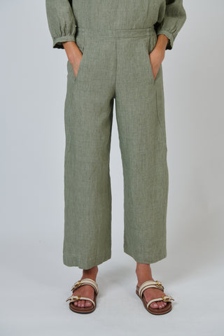 Naturals by O&J - Wide Leg Linen Pant- Artichoke