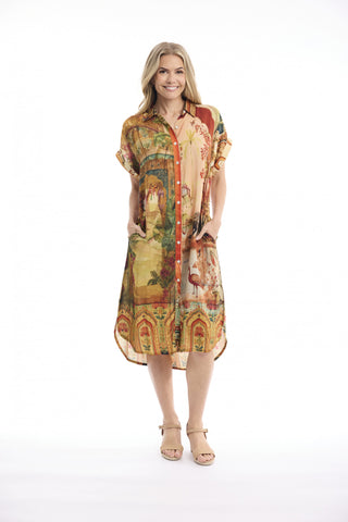 Orientique - Digital Shirt Dress With Collar - Indian Vibes