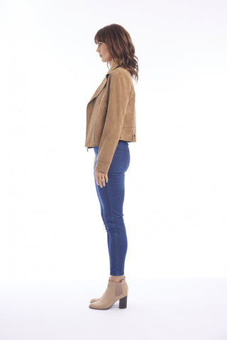 Escape - Zip Biker Jacket - Sueded Camel