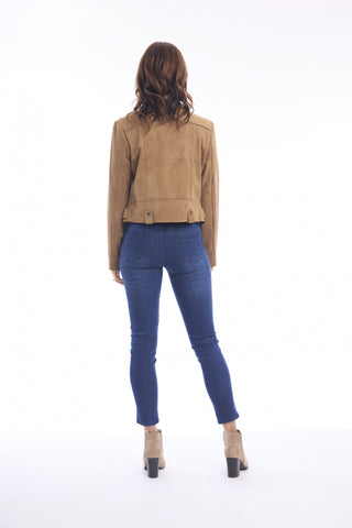 Escape - Zip Biker Jacket - Sueded Camel