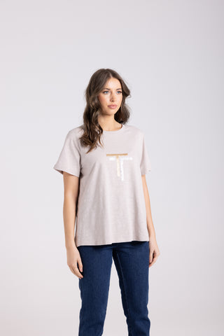 Two T's - Sequin Logo T-Biscotti