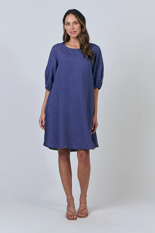Naturals by O&J - Linen A Linen Dress-Blueberry