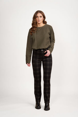 Vassalli - Slim Leg Full Length Printed Ponti Pant with Fly - Oak