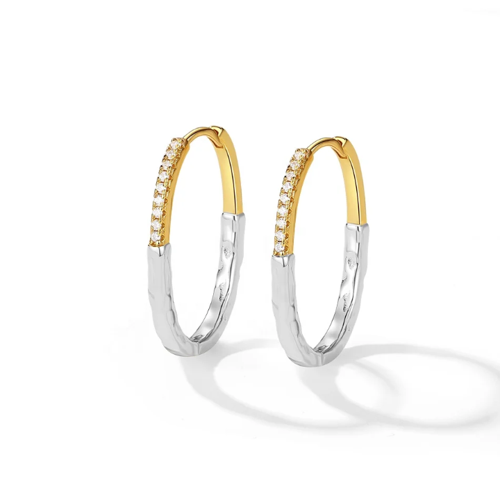 MCJewels - Two-Tone Minimal Oval Hoop Earrings