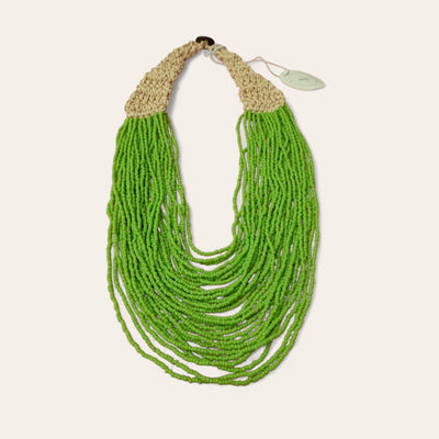 Namastai - Confetti Bead Necklace-Leaf Green