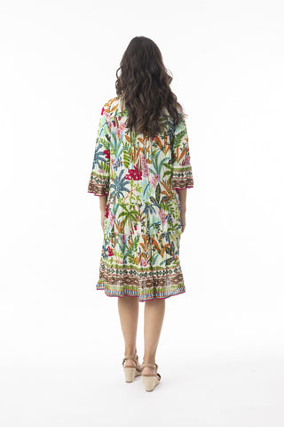 Orientique - Ovahe Organic Cotton Knee-Length Summer Dress with Frill Sleeves