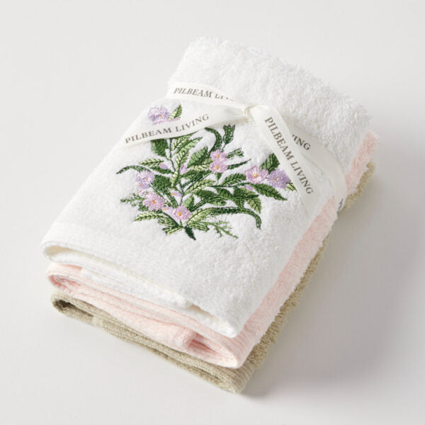 Pilbeam - Country Garden Face Washer Set of 3 (2 plain)