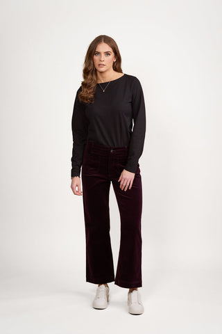 Vassalli - Wide Leg Ankle Grazer Pant - Mulberry
