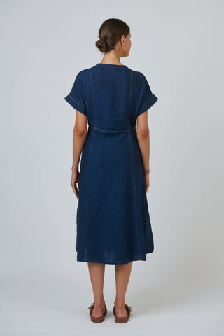 Naturals by O&J - Linen Button Through Midi Dress - Eclipse