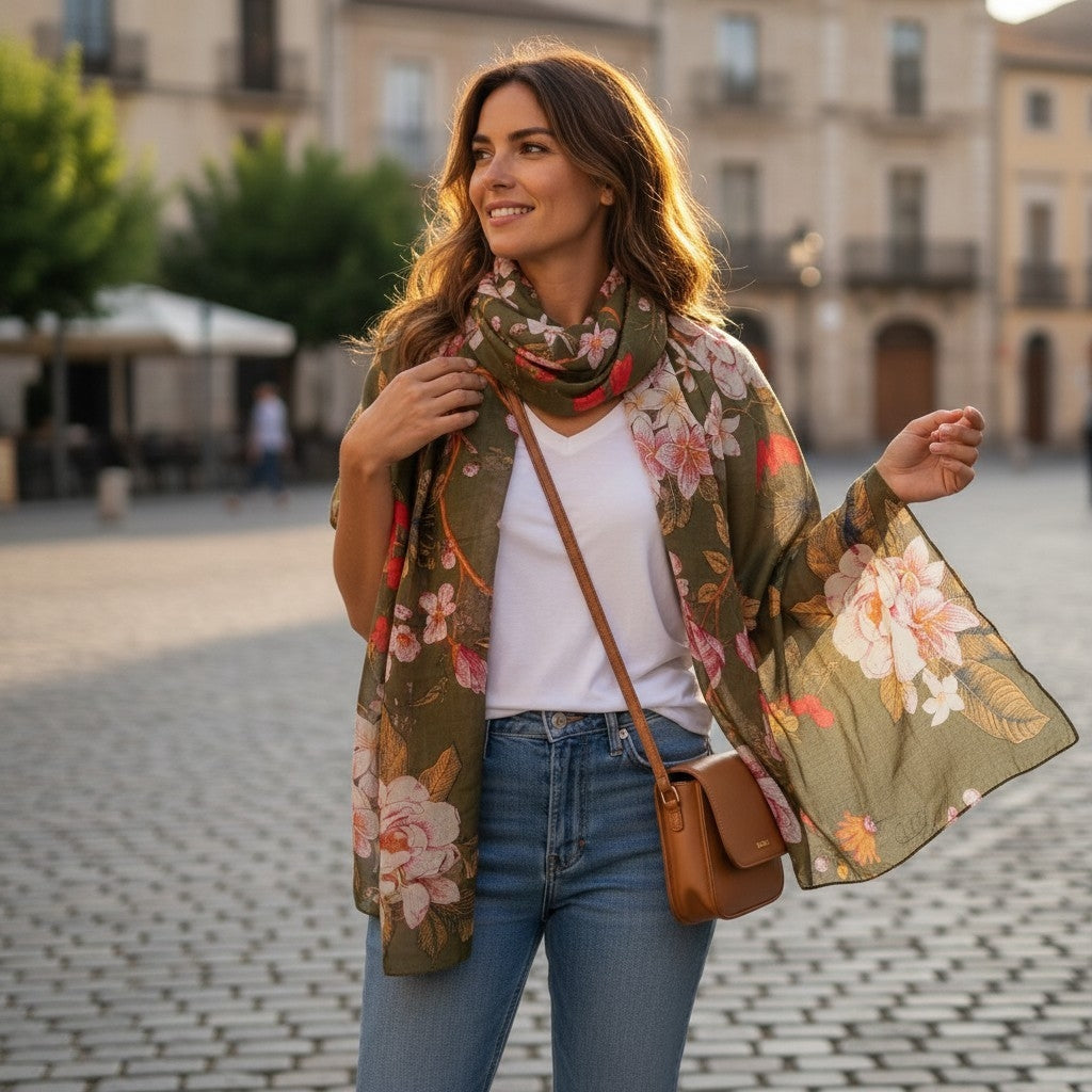 AUTN -  Floral Scarf - Green - SC310133-05