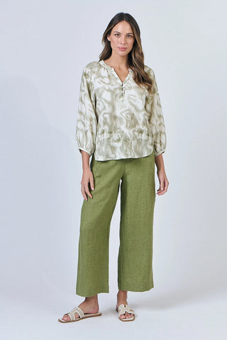 Naturals by O&J - Wide Leg Linen Pant-Moss