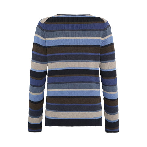 Mansted - Mathilde Eco Stripe Crew Neck Jumper - Navy