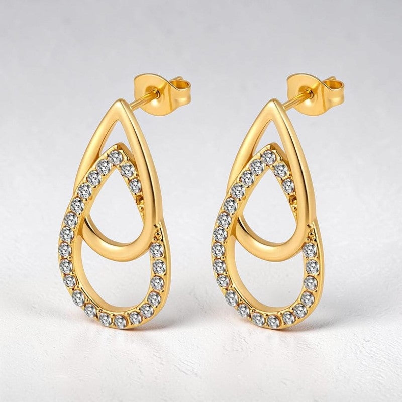 MCLuxe - Rosalie Zircon Teardrop Stud Earrings – Gold Plated