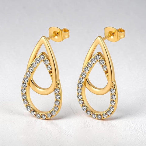 MCLuxe - Rosalie Zircon Teardrop Stud Earrings – Gold Plated