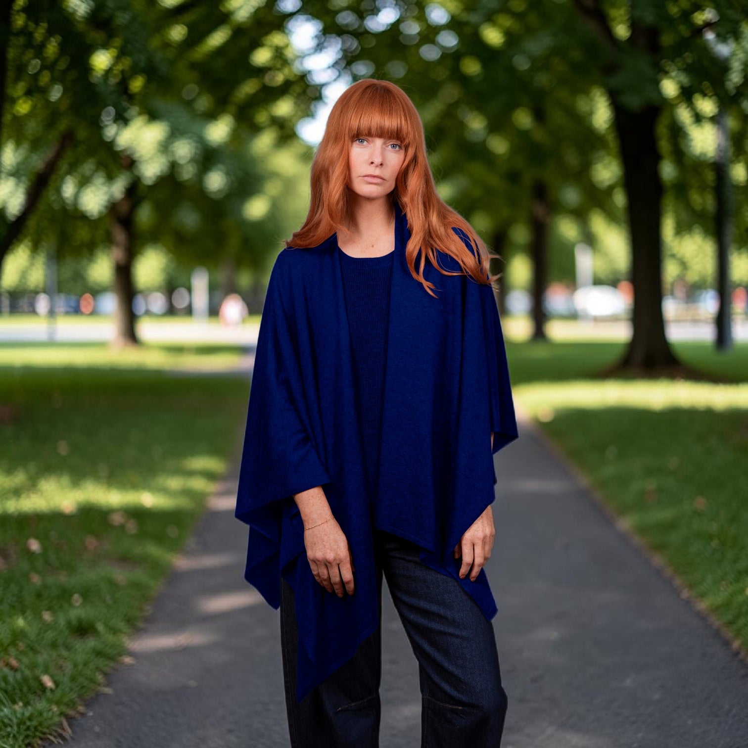 Bridge & Lord - Merino/Cashmere Wrap Topper- Carbon Blue