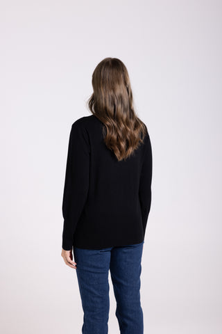 Two T's - Two T's Merino/Cotton Crew Neck Knit - Black