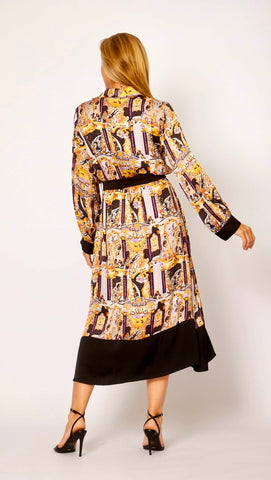 La Strada - Viscose Shirt Dress With Trim-Black/Gold