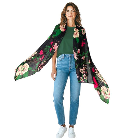 AUTN -  Floral Scarf - Black - SC310133-01