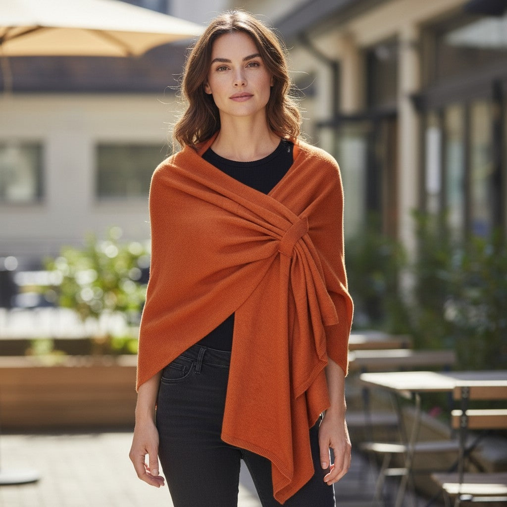 AUTN - Knitted Crossover Wrap - Burnt Orange - PH350027-07