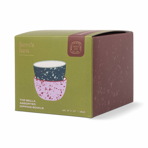 Heres How - The Bella Set of 2 Dipping Bowls - Navy + Lilac Splatter