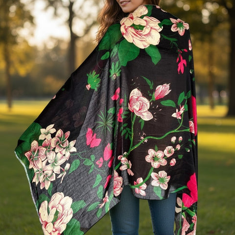 AUTN -  Floral Scarf - Black - SC310133-01